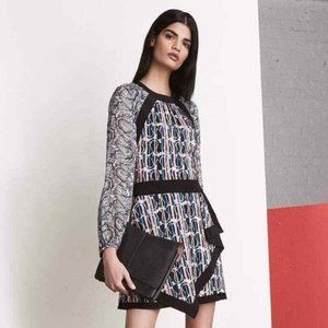 BCBGMaxAzria Paisley Printed Long Sleeve Mini Dress 12